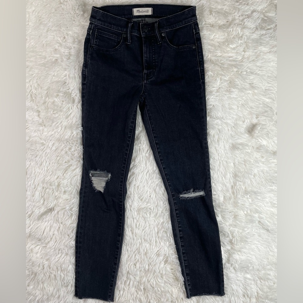 Madewell ripped  black faded high rise skinny size 24